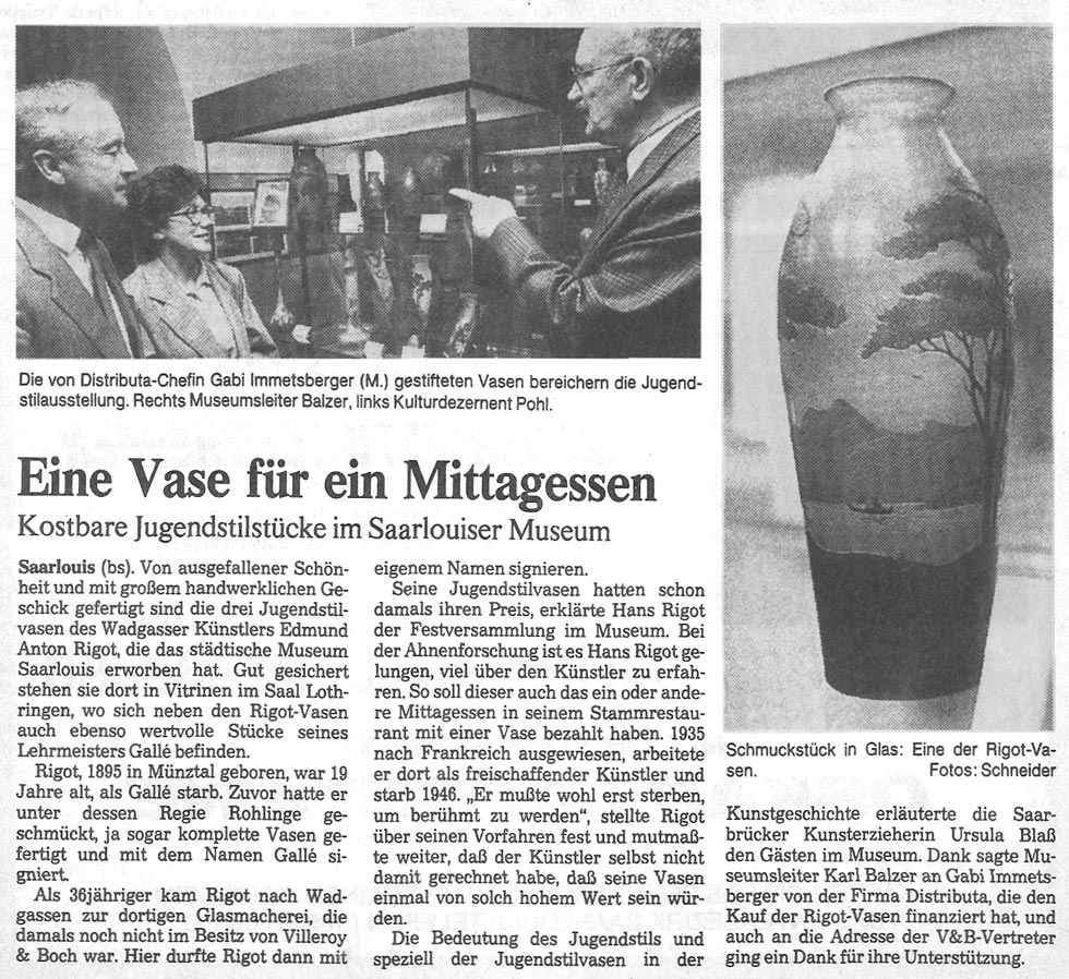 Zeitungsartikel Hans Rigot